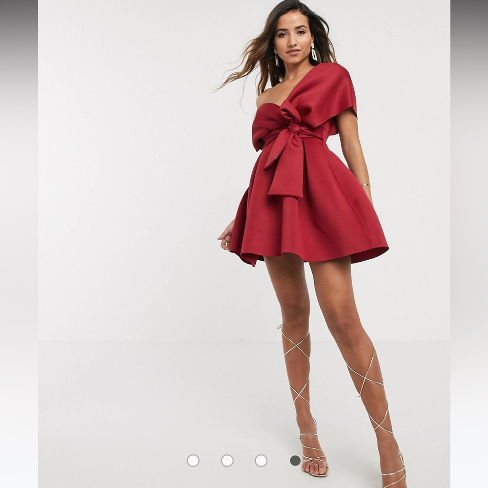 gorgeous red asos one shoulder dress